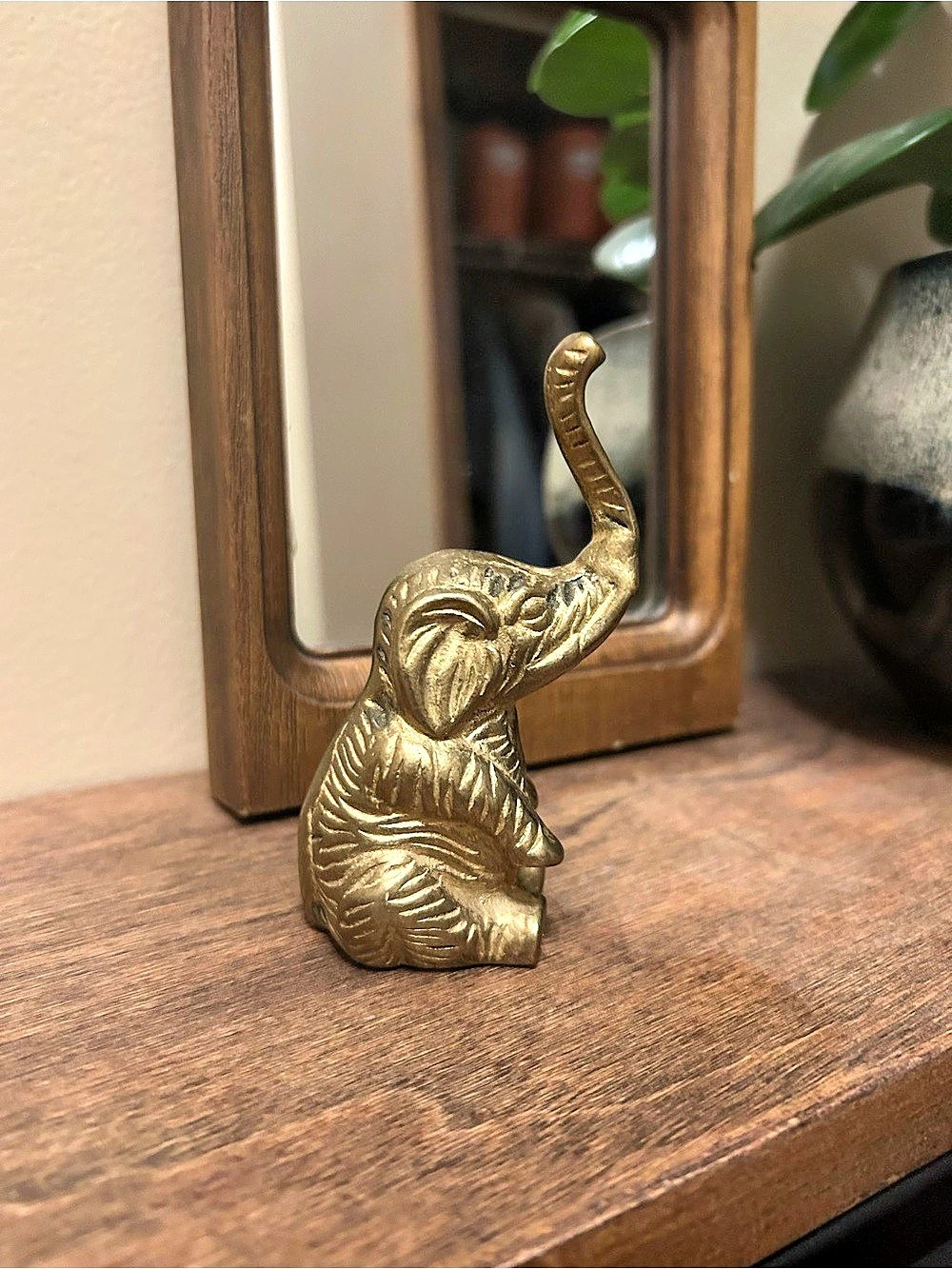 Solid Brass  standing Elephant Decor bohemian/eclectic/vintage